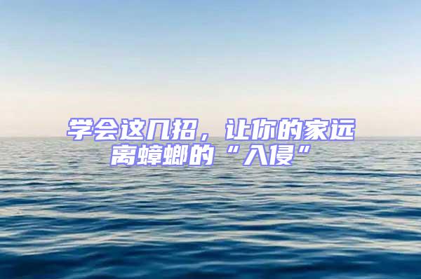 學(xué)會(huì)這幾招，讓你的家遠(yuǎn)離蟑螂的“入侵”