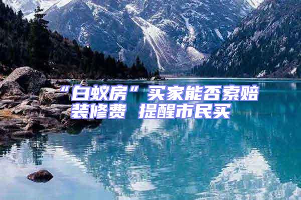 “白蟻房”買家能否索賠裝修費 提醒市民買