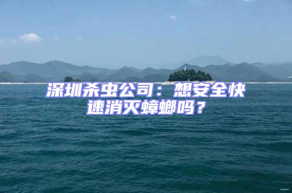 深圳殺蟲公司：想安全快速消滅蟑螂嗎？