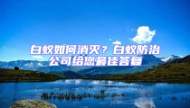 白蟻如何消滅？白蟻防治公司給您最佳答復